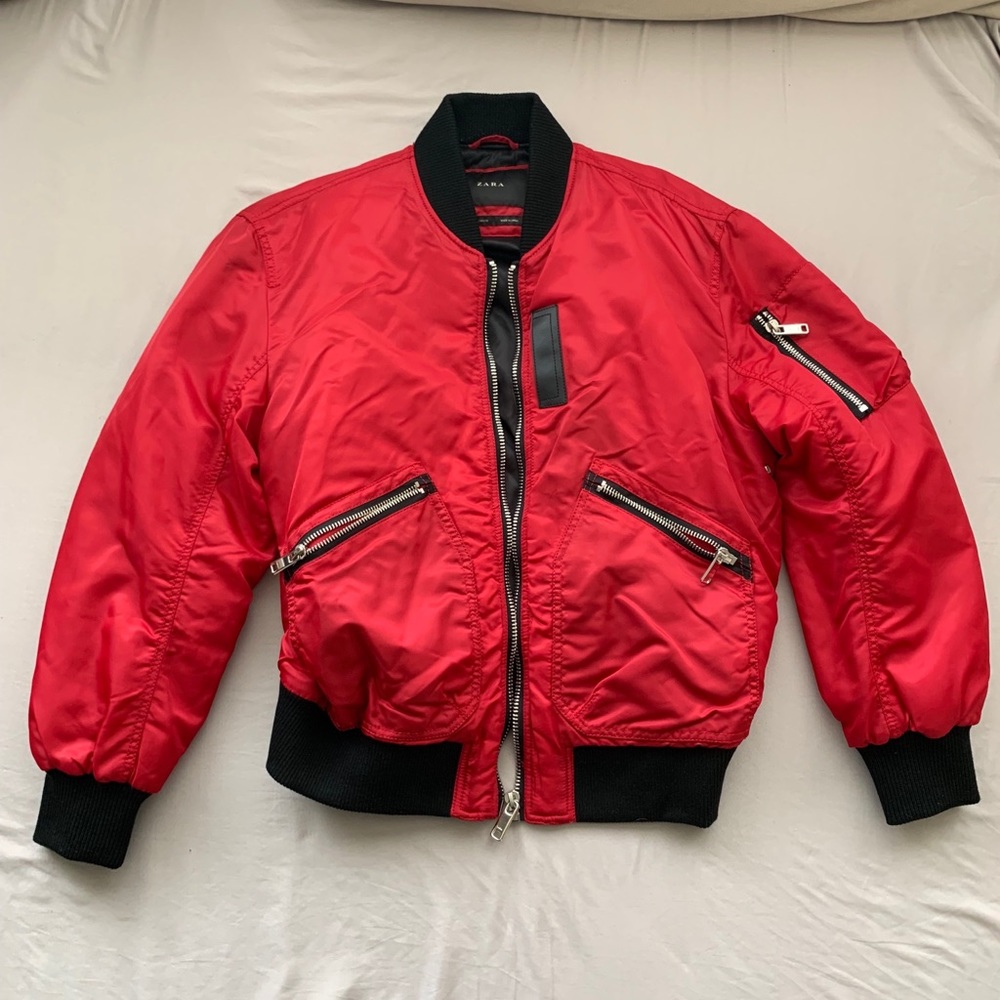 Zara Red Bomber Jacket- Men Size L